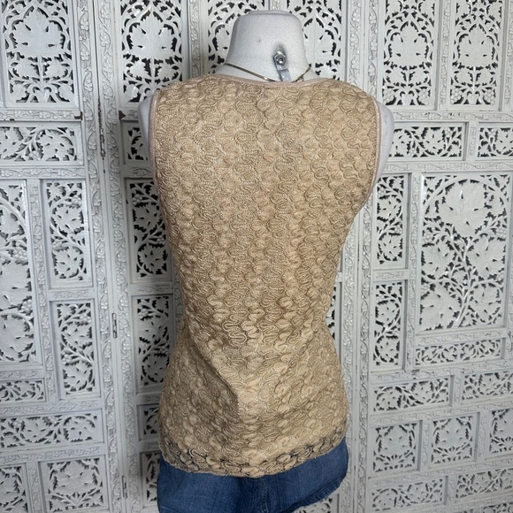 Y2K Tailor B Moss Gold Faux Wrap V Neck Lace Sequin Fairycore Tank Top Sz Large - Picture 4 of 8